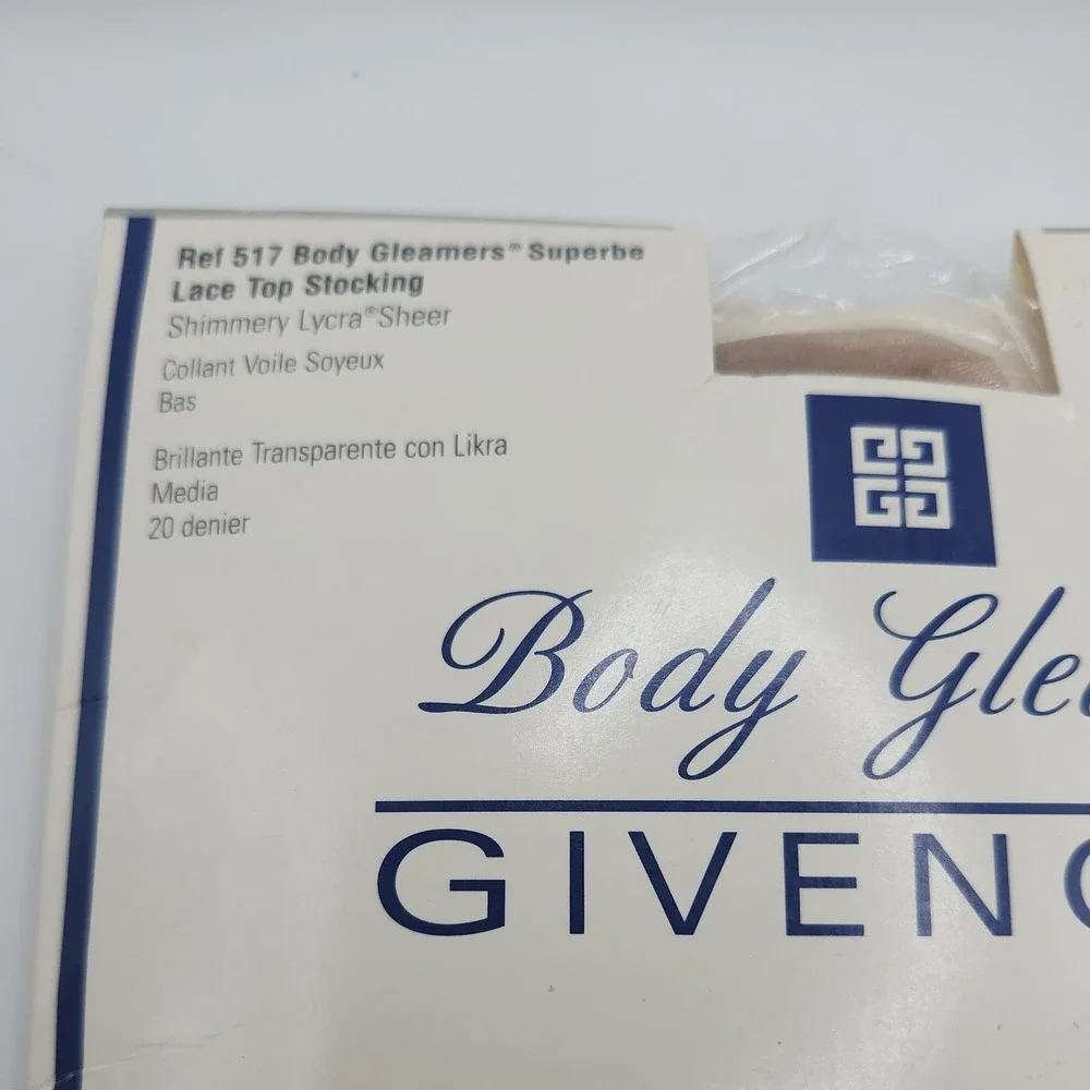 VTG Givenchy Body Gleamers Superbe Lace Top Panty Hose Sz D